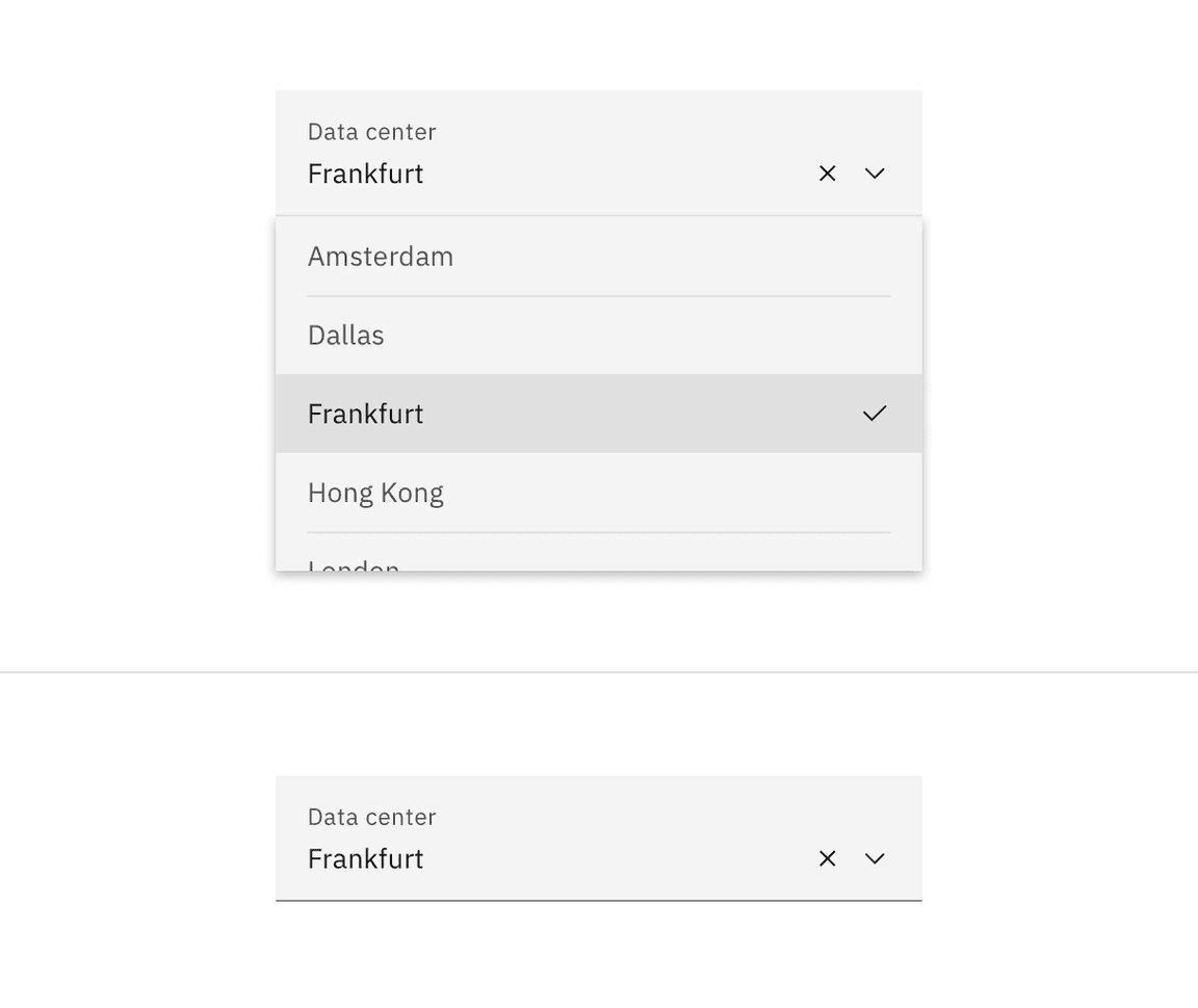 Fluid combo box selected state.